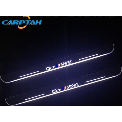 SNCN Waterproof Acrylic Moving LED Welcome Pedal Car Scuff Plate Pedal Door Sill Pathway Light For Audi Q7 4L 4M 2006 - 2019
