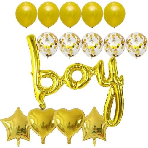 15pcs Boys Girls Birthday Party Aluminum Balloon Baby Shower Birthday Party gold silver confetti Air Inflatable Balls Decoration