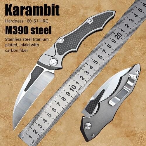 High Quality M390 Steel Camping EDC Tactical Survival Self Defense Weapons Folding Karambit Hunting Knife
