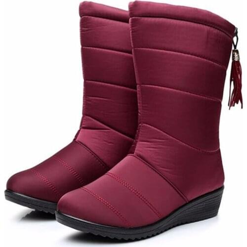 Women Boots Waterproof Winter Boots Shoes Women Keep Warm Snow Boots Female Casual Winter Shoes Botas Mujer Red Black Booties