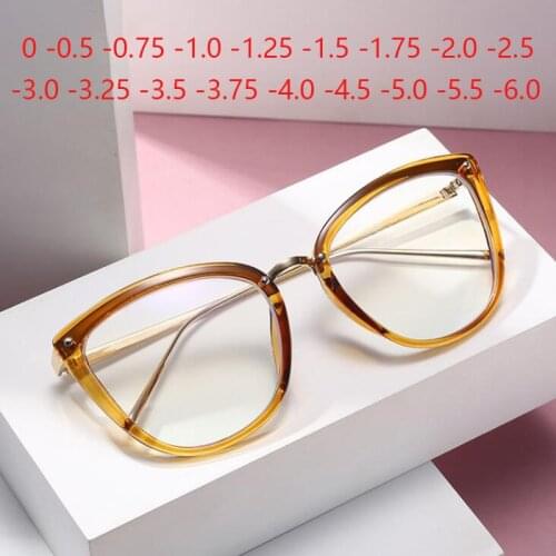 Feminine Optical Myopia Glasses Vintage Brand Design Clear Cat Eye Blue Light Blocking Glasses Women Eyeglasses Degree 0 to -6.0