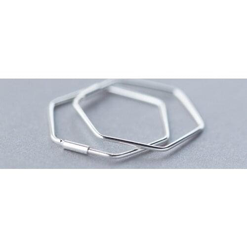 MloveAcc 925 Sterling Silver Hexagonal Geometry Stud Earrings for Women Simple Earrings Sterling-silver-jewelry