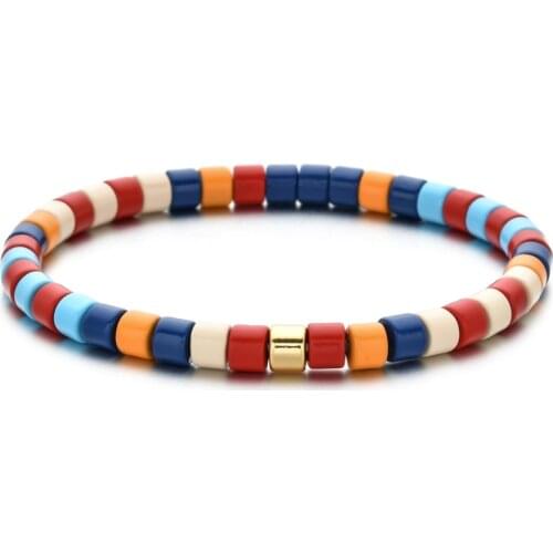 Boho Fashion Jewelry Bohemian Tile Bracelet Femme Enamel Stretch Charm Bracelets For Women Gifts Friendship Bracelet New DIY