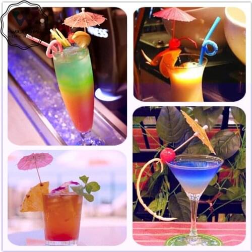 50pcs/set Umbrella Bamboo Stick Form Fruit Fork Cocktail Decorative Garnishes Snack Cakes Fruit Sign 10 cm Long Random Color