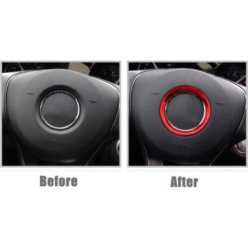 Horn Frame Circle Mounting Trim Sticker Decor ABS Steering Wheel Ring 1pcs 57MM Replacement Red