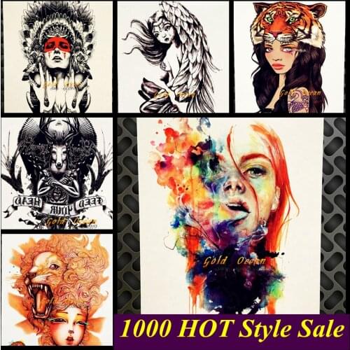 1PC Sexy Girl Henna Waterproof Fake Tattoo Body Art Sleeve Arm Tattoo Stickers GHB-442 Flower Colorful Girl Armband Tatoo Punk