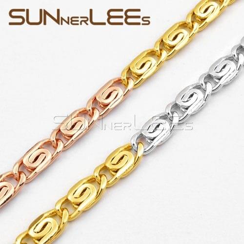 4mm New Fashion Jewelry Mens Womens Snail Link Chain Rose Gold Color Necklace C05 YRWN
