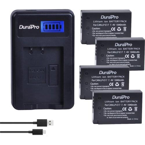 4pc for Canon LP-E17 LPE17 LP E17 Camera Battery+ LCD USB Charger for Canon EOS Rebel T6i 750D T6s 760D M3 800D 8000D Kiss X8i