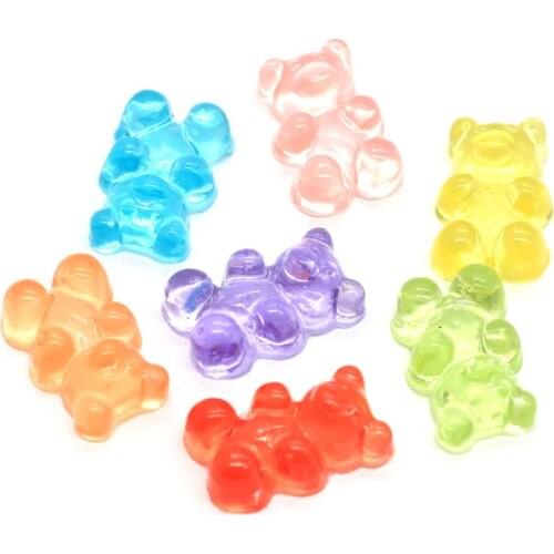 50/100pcs Wholesale Price 10x 17MM Resin Tiny Gummy Cabochon Miniature Flatback Jelly Sweets Gummi Bears Craft Charms S