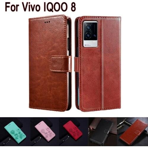 6.56 Inch IQOO8 Cover For Vivo IQOO 8 Case Phone Protective Shell Book Etui For VIVO V2136A Case Funda Bag Flip Wallet Leather