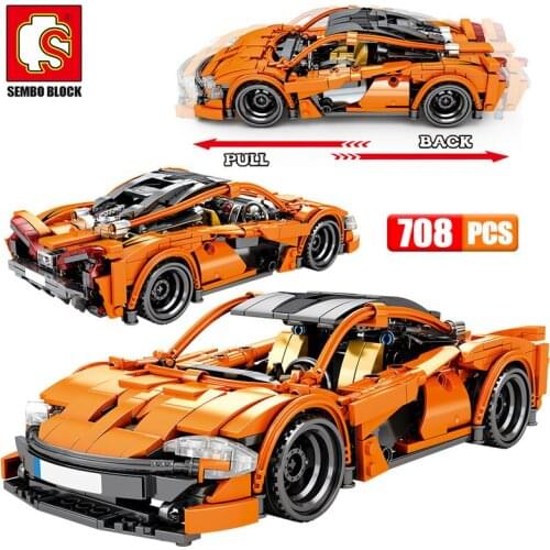 SEMBO 708pcs Creator City Pull Back Vehicle Building Blocks Electric Racing Car Model Bricks Toys for Children Gifts
