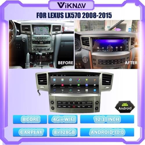 12.3 Inch Android 10.0 Car Radio For LEXUS LX570 2008-2015 Gps Navigation DVD Multimedia Player Audio Autoradio Head Unit 2Din