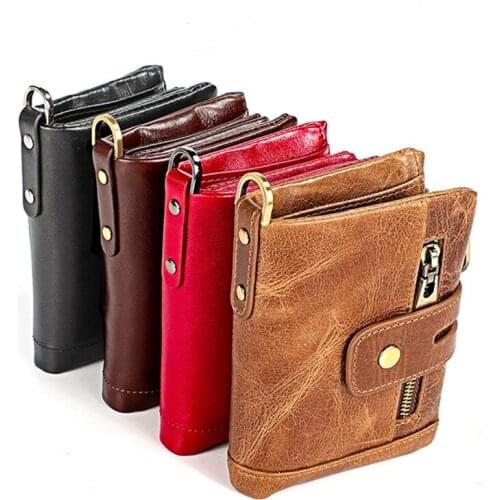Bisi Goro Unisex Genuine Leather Business Casual Small Wallet Note Compartment Cpin Pocket Card Holder Men Money Case 12*9 cm