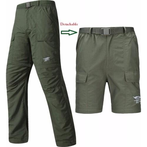 TACTICAL Outdoor Quick Drying Men Cargo Pants Camping Summer Spring Anti-UV Breathable Military Trousers can be Detached
