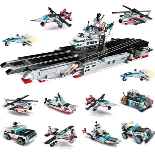 Enlighten 8 in 1 Military Army Warship Model Assemble Building Blocks Destroyer Carrier Bricks Kids Toys Gift