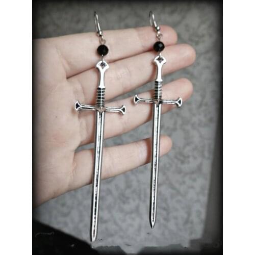Gothic Sword Earrings And Glass Crystal Classical Tarot Occult Dark Jewelry Send Women Fashion Gift Classics Punk 2021 New
