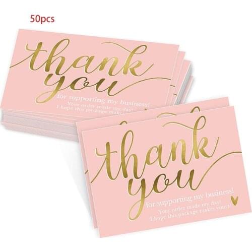 H55A 50 Thank You Cards Pink Bulk Note Cards Embossed Letters Perfect for Wedding Baby Shower Business Graduation Bridal Shower