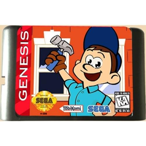 Fix-it Felix US Sticker Game Cartridge Newest 16 bit Game Card For Sega Mega Drive / Genesis System