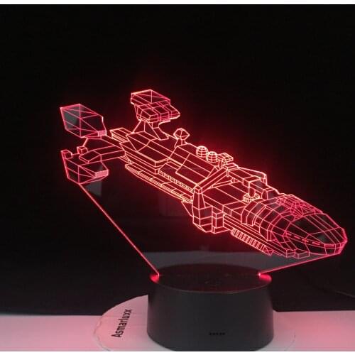 Spaceship Space Fighter 7 Colorful Gradients 3D led LED Acrylic Plate Desk Lamp Bedroom Decoration Night Light Dropshipping