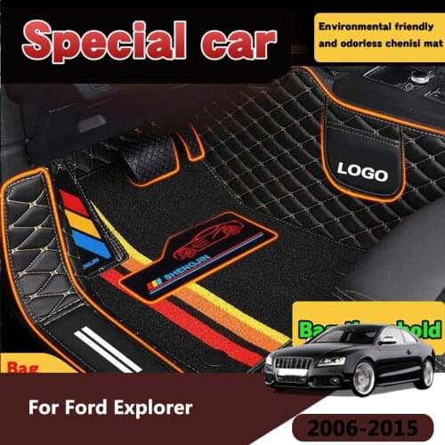 High quality Car Floor Mats For Ford Explorer 2015 2014 2013 2012 2011 2010 2009 2008 2007 2006 (7 Seater) Carpets Leather Parts