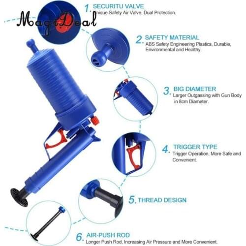 MagiDeal Air Pump Drain Pressure Plunger Toilet Opener Cleaner Unclog Dredge