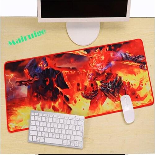 Mairuige Mairuige Hot Red Monster LOL League Legend 90x40x0.3cm Custom Oversized Game Mouse Pad, Lock Edge Computer Keyboard Pad