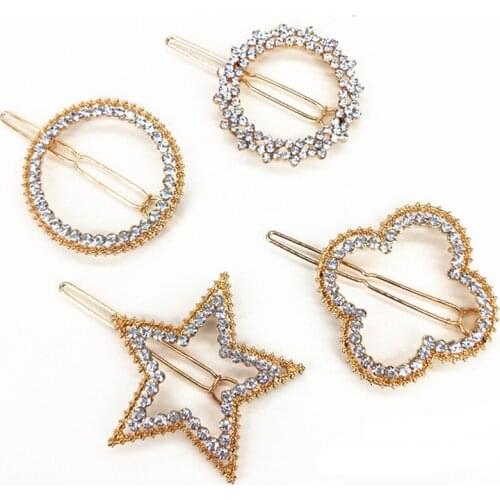 Fashion Rhinestone Hair Clips Heart Star Shape Duckbill Hairpins For Women Barrettes Hair Accessories Hair Styling Tools