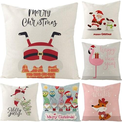 Cartoon Christmas Linen Decorative Pillow Cushion Covers Pillowcase Cushions for Sofa Pillowcover Decorative