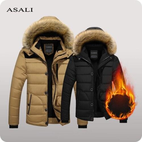 Men Jacket Coats Thicken Fur Fleece Warm Winter Mens Windproof Parkas 2021 Casual Hooded Outdoor Cotton-padded Jacket Men 6XL