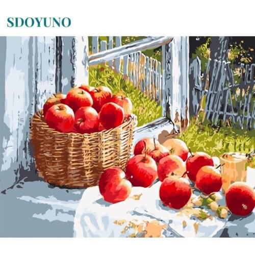 SDOYUNO 60x75cm Oil Painting By Numbers Fruit DIY Paint By Numbers On Canvas Frameless Scenery Digital Hand Painting Home Decor