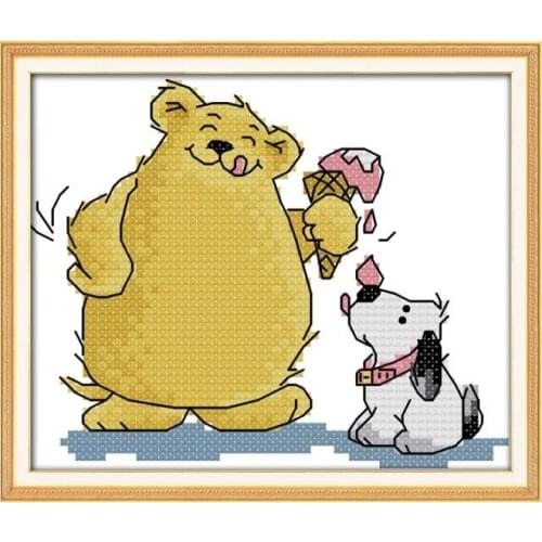 The ice creams melting cross stitch kit 14ct 11ct count print canvas stitches embroidery DIY handmade needlework plus