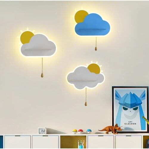 Modern Novelty Cloud Wall Lamps For Indoor Kids Room baby Bedroom Decoration lighting Children bedside Light with Switch