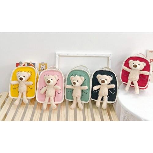 New Style CHILDRENS Rucksack Cartoon Bear Canvas Mini Backpack Kindergarten Book School Bag Baby Doll Small Backpack