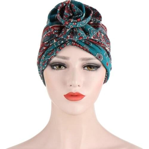 2020 Fashion Cashew print headscarf bonnet caps muslim women turban hijab islamic female head scarf inner hijabs india hat