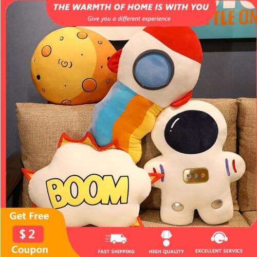 Funny Cute Cushion Astronaut Rocket Planet UFO Printed Pillow Home Decor Kid Toys Gift Child Sofa Cushion cojines para sillas