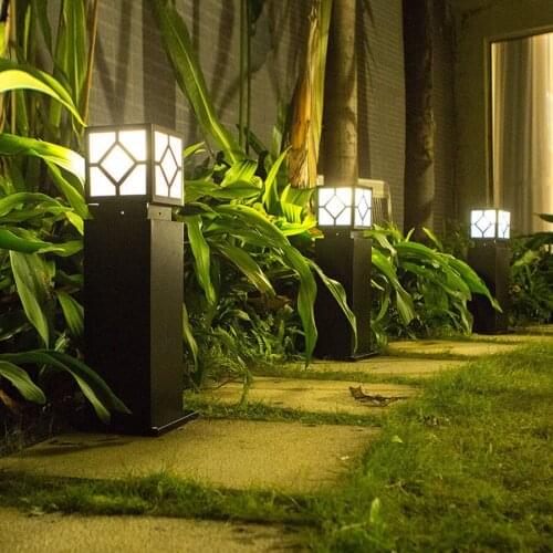 Solar Garden Pillar Light Outdoor Patio Lawn Post Light Waterproof Landscape Lawn Light Villa Courtyard Pathway Bollard Lights