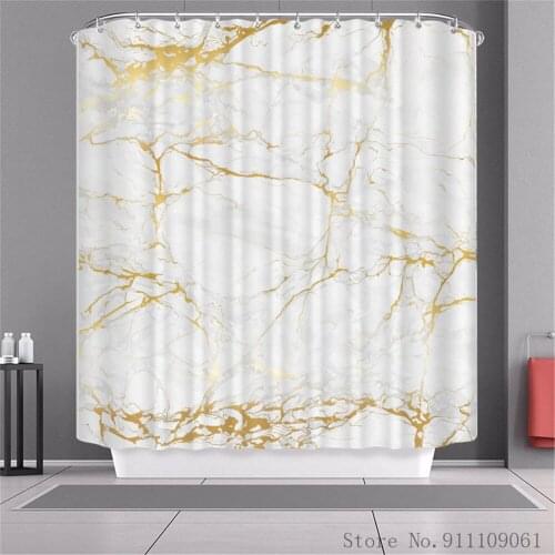 Stylish Art Marble Series Printed Shower Curtain Modern Bathroom Decorative Waterproof and Mildew Proof Polyester Shower Curtain