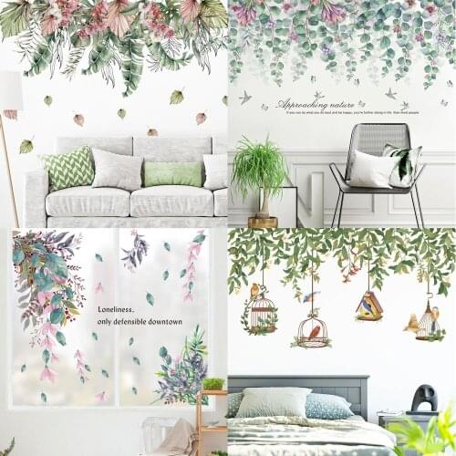 Tropical Leaves Wall Stickers Flower Vine Wall Decor Sofa Bedroom Background Wall Paper Stickers Living Room Decoration