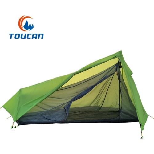 Outdoor Ultralight Rodless Camping Hiking 3 Season 15D Nylon Silicon Coating Double Layer Tent For 2 Person