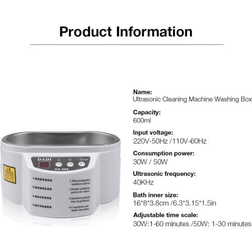 EU/US/UK Ultrasonic Jewelry Cleaner Bath for Glasses Watches Contact Lens Denture Theeth Electric Makeup Brush Cleaner