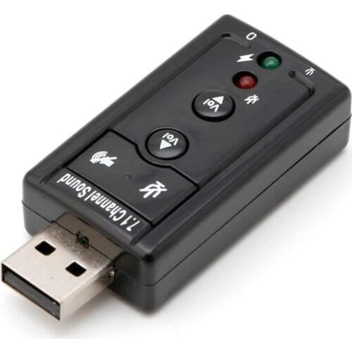 USB2.0 External 7.1 Channel 3D Virtual Sound Card Adapter PC Laptop Black