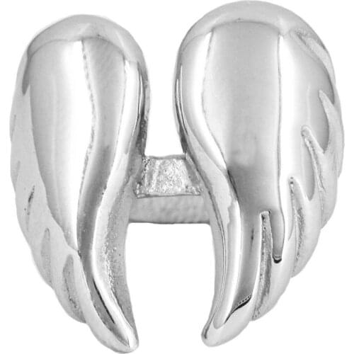 FANSSTEEL Stainless Steel Jewelry GUARDIAN Angel Wings Medallion Ring FSR08W13