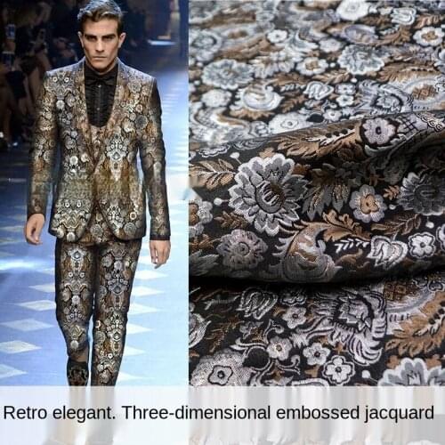 Vintage cashew flower gold wire three-dimensional yarn-dyed jacquard fabric, sewing fabric factory shop is not out of stock