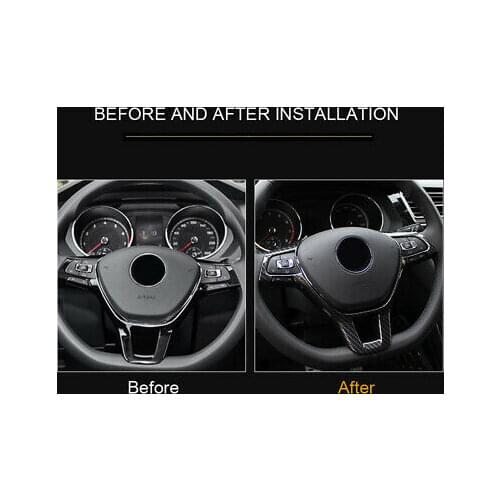 Carbon Fiber Look Inner Steering Wheel Button Cover Trim For VW Jetta 2016-2019
