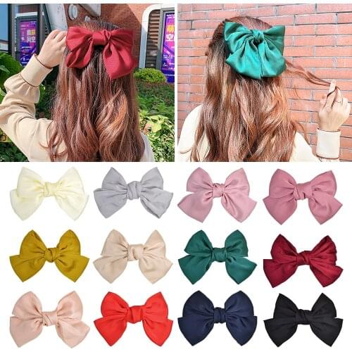 Korean Big Hair Bow Ties Hair Clips Satin Two Layer Butterfly Bow For Women Bowknot Hairpins Trendy Hairpin Girl Hair Accessorie