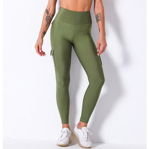 Women Pocket Yoga High Waist Leggings Fitness Solid Color Push Up Hip-Lifting Long Pants Female Gym Sport Running Clothing