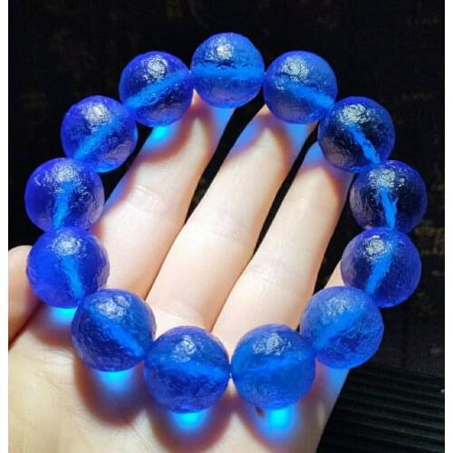 1pcs 17mm Blue Moldavite Czech Meteorite Bracelet Impact Glass Rough Stone Hand Catenary Crystal Energy Stone Bracelets for Wome