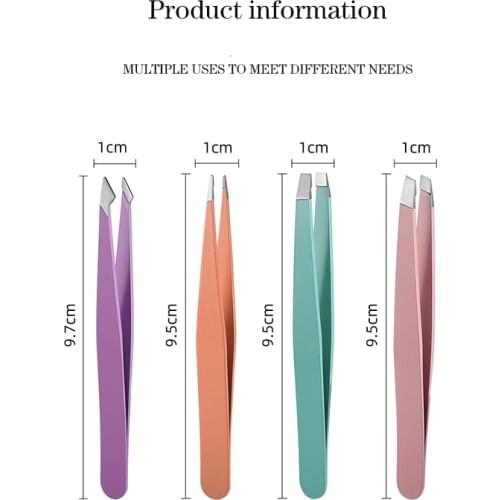 1Pc Hair Removal Tweezers Stainless Steel Eyebrow Tweezers Slanted Tip Point Harmless Makeup Beauty Tools And Accessories