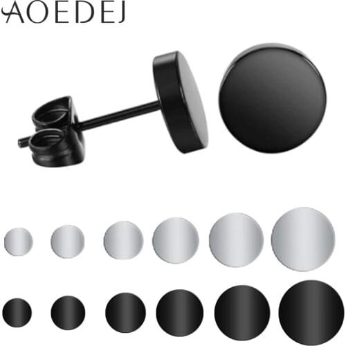 12pcs/lot 20g Stainless Steel Round Black Ear Studs Earring for Women Men Gothic Punk Ear Studs Tragus Cartilage Helix Piercings