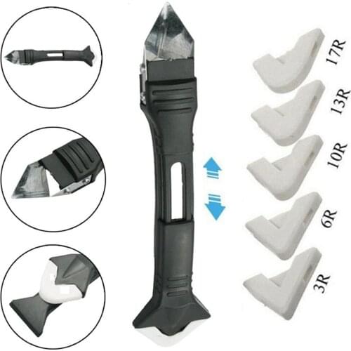 3in1 Silicone Remover Caulking Finisher Grouting Sealant Finishing Tool Glass Glue Angle Scraper&3R 6R 10R 13R 17R Silicone Pads